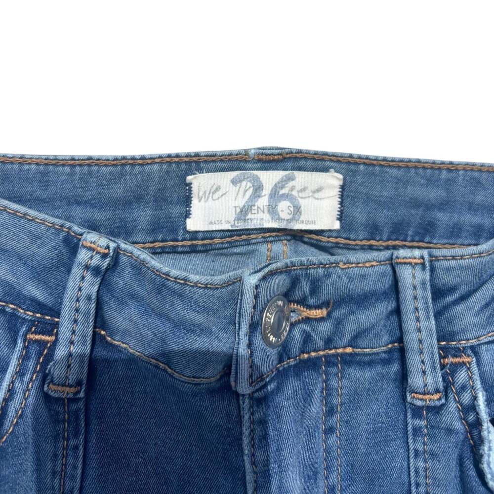 Free People We the Free Flare Jeans Front Pintuck Seam Blue Size 26 Mid Rise - Picture 9 of 16